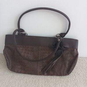 Brown Textured Leather Women's Bag